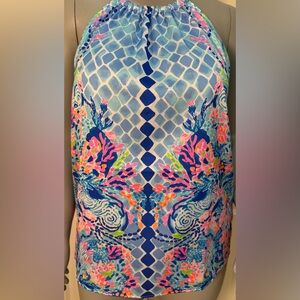 Lilly Pulitzer Isa halter top in Hidden Treasure engine print. Size L